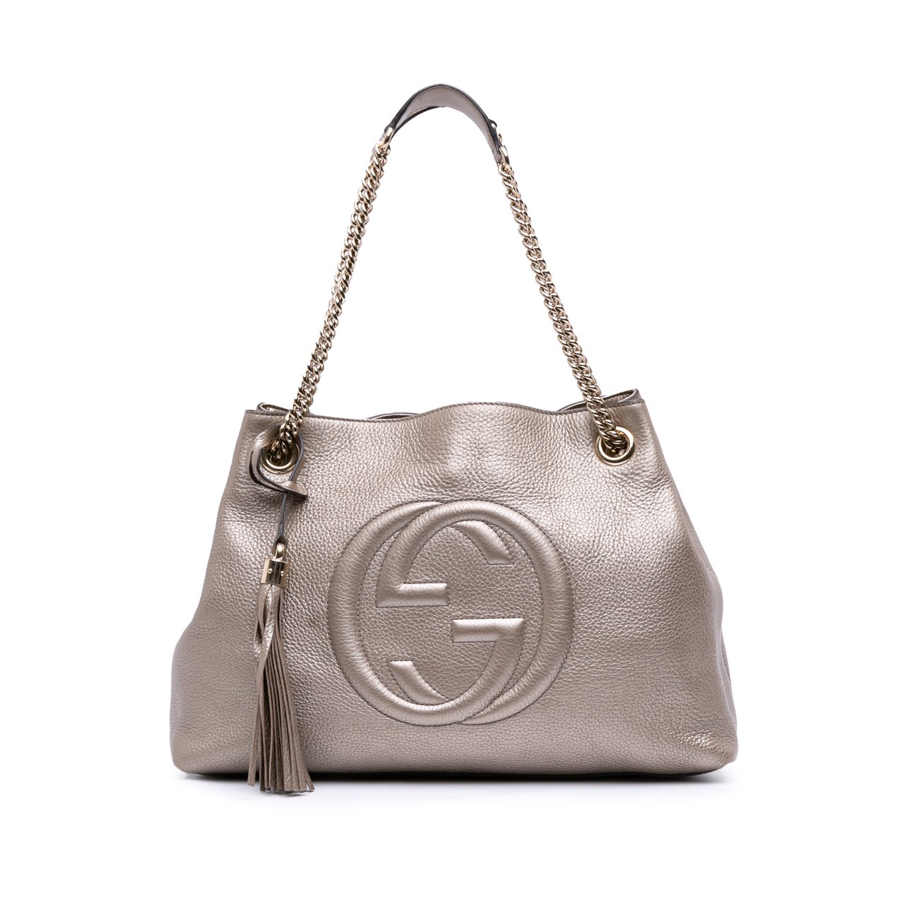 Gucci Medium Leather Soho Chain Tote Goud