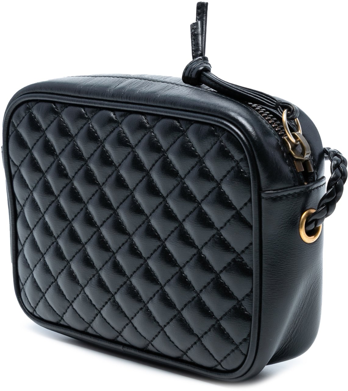 Gucci Mini Quilted Leather Web Trapuntata Crossbody Zwart