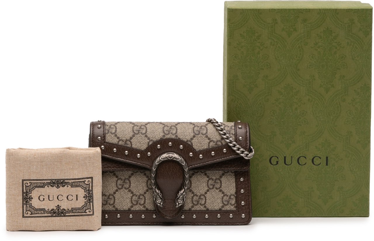 Gucci Mini GG Supreme Studs Dionysus Crossbody Bruin