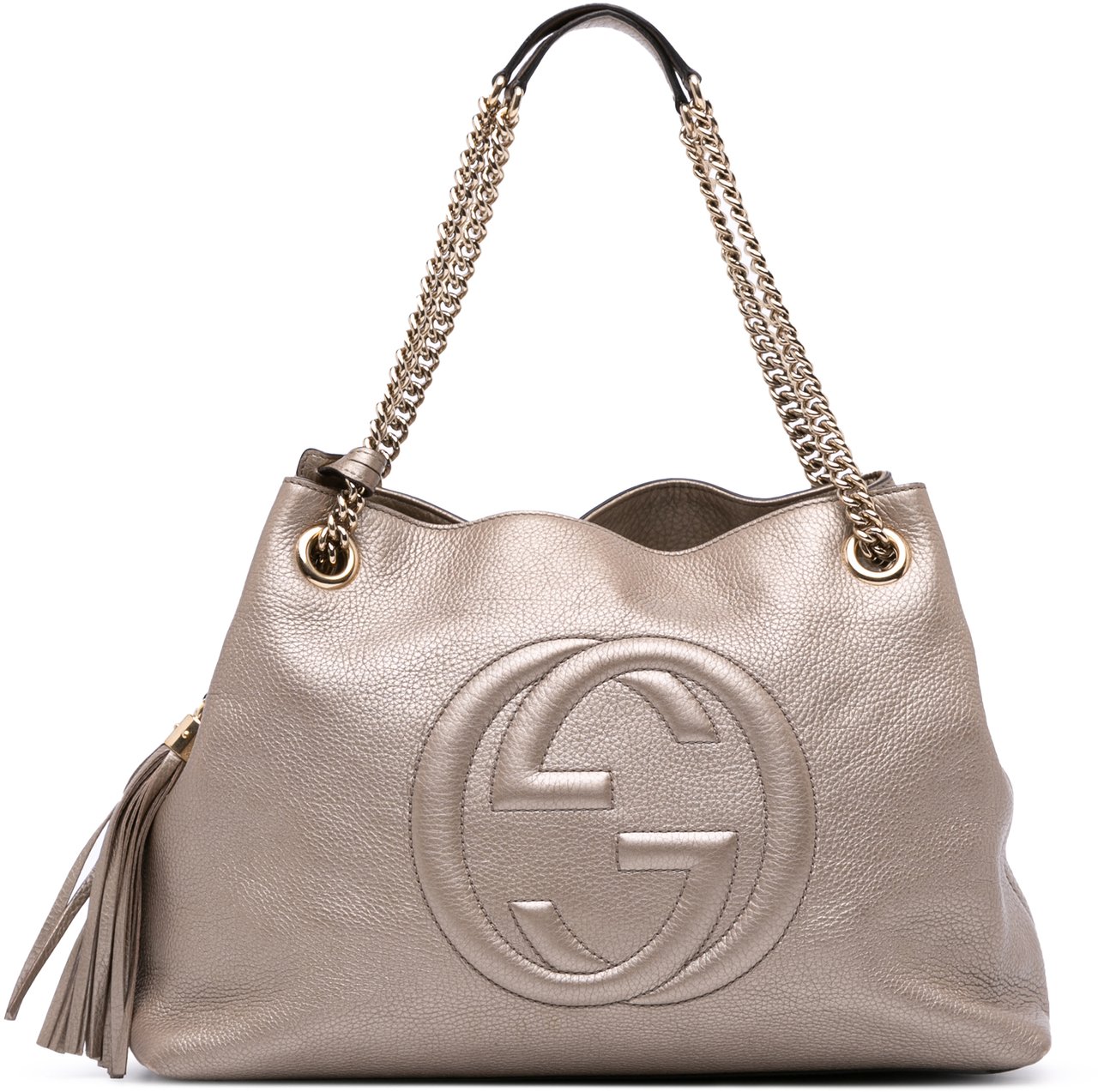 Gucci Medium Metallic Leather Soho Chain Tote Goud