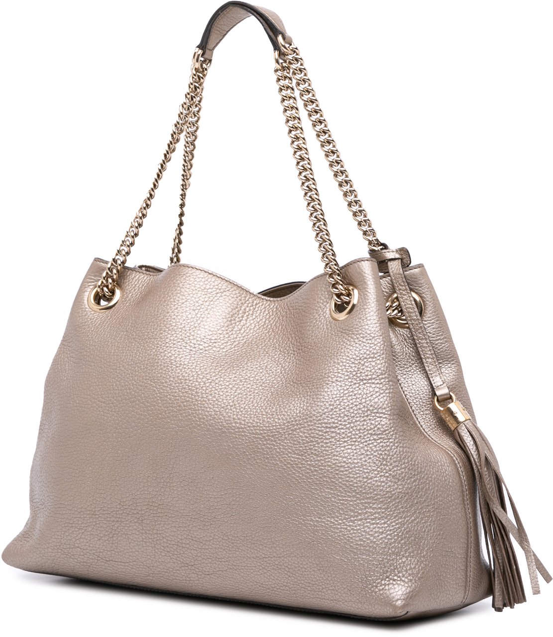 Gucci Medium Metallic Leather Soho Chain Tote Goud