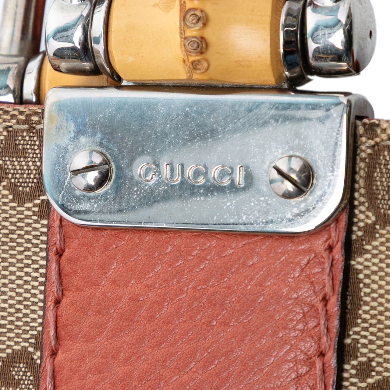 Gucci Large GG Canvas Bamboo Libeccio Tote Bruin