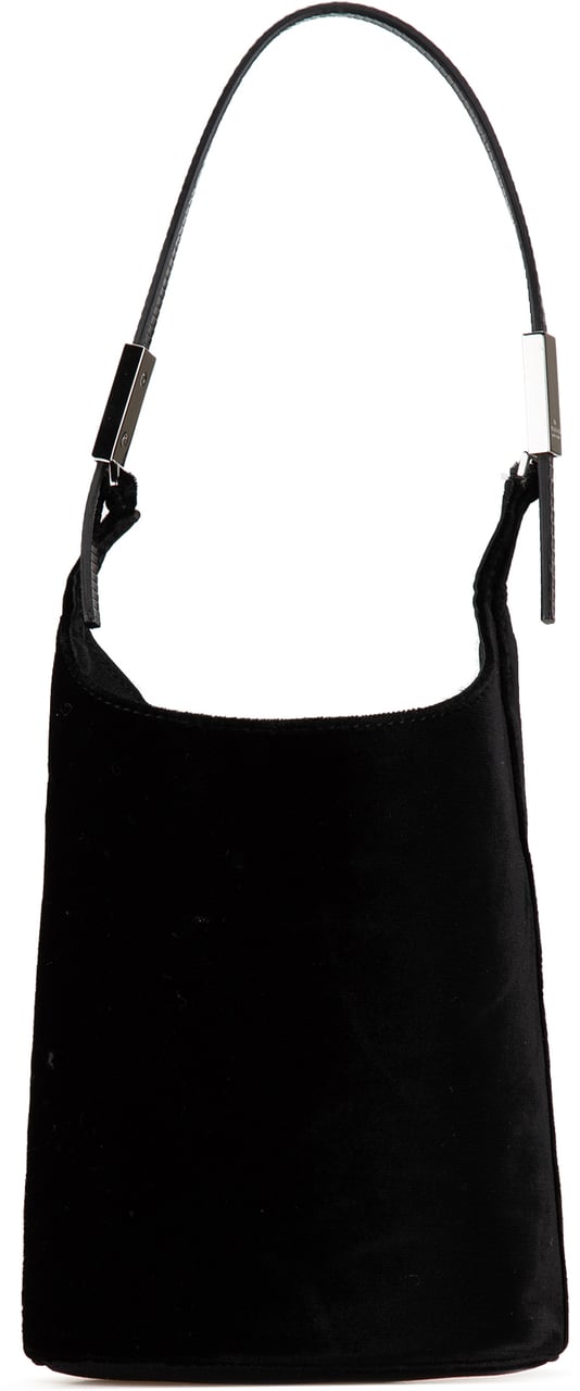 Gucci Velvet and Lizard Embossed Calfskin Trimmed Handbag Zwart