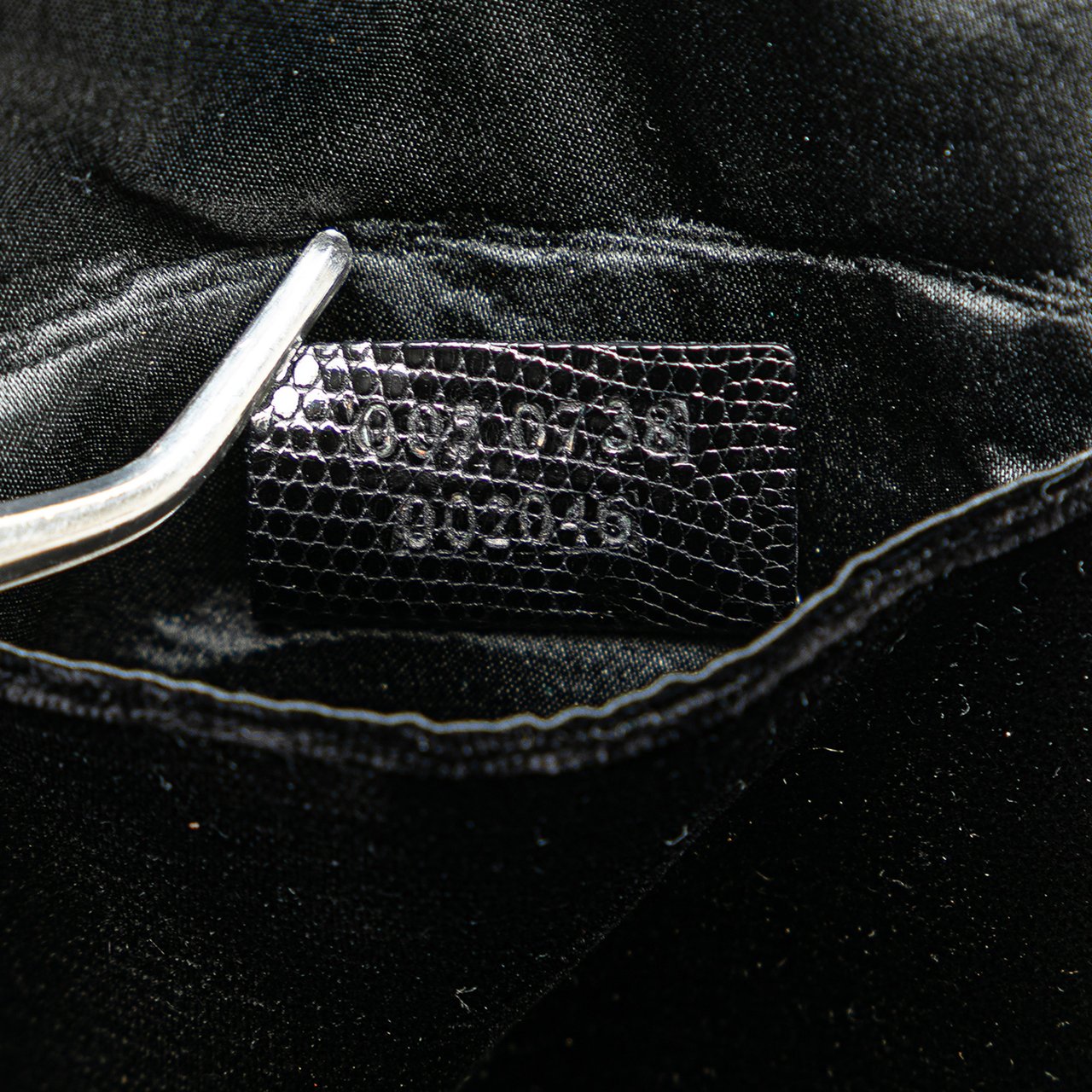 Gucci Velvet and Lizard Embossed Calfskin Trimmed Handbag Zwart