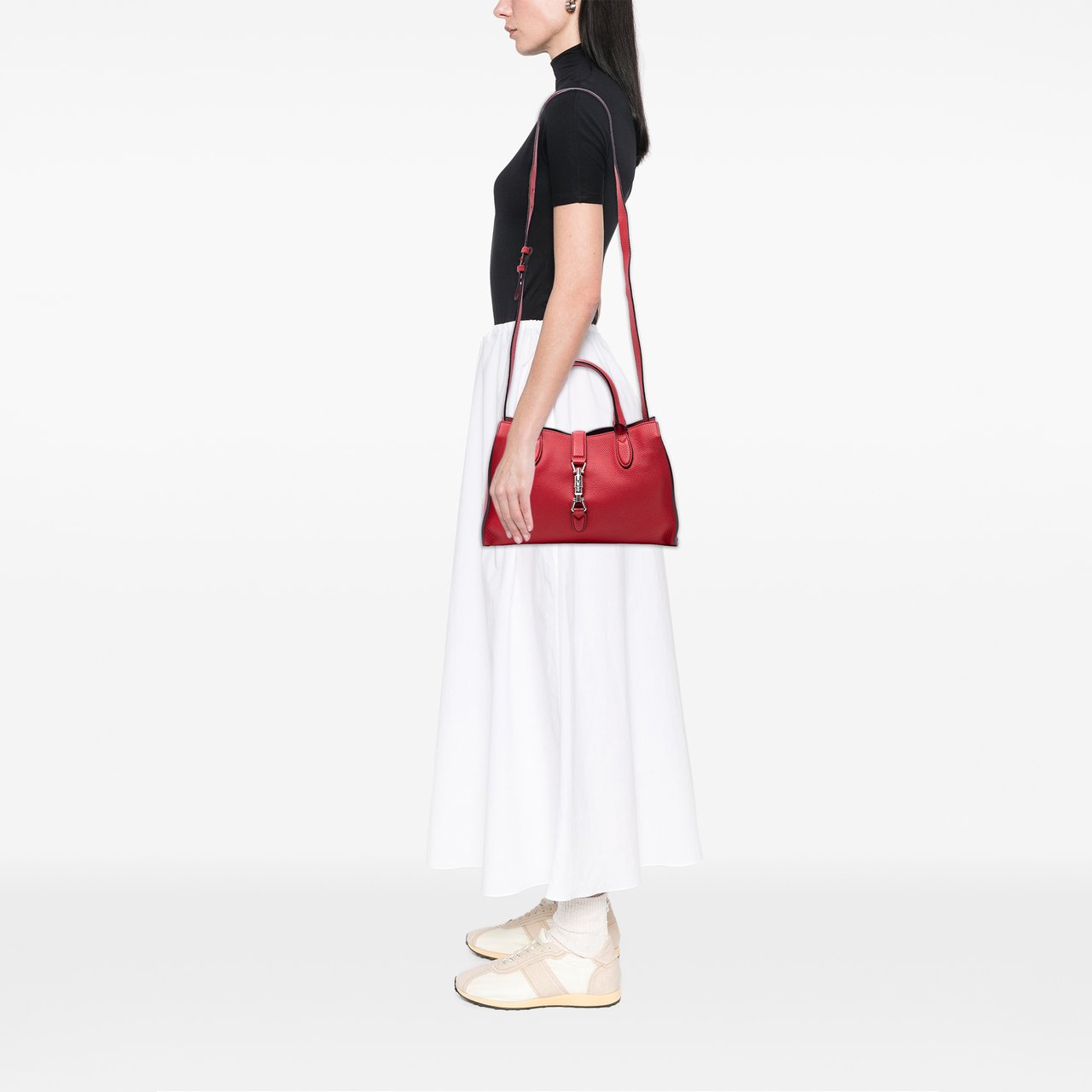 Gucci Small Grained Calfskin Soft Jackie Tote Rood