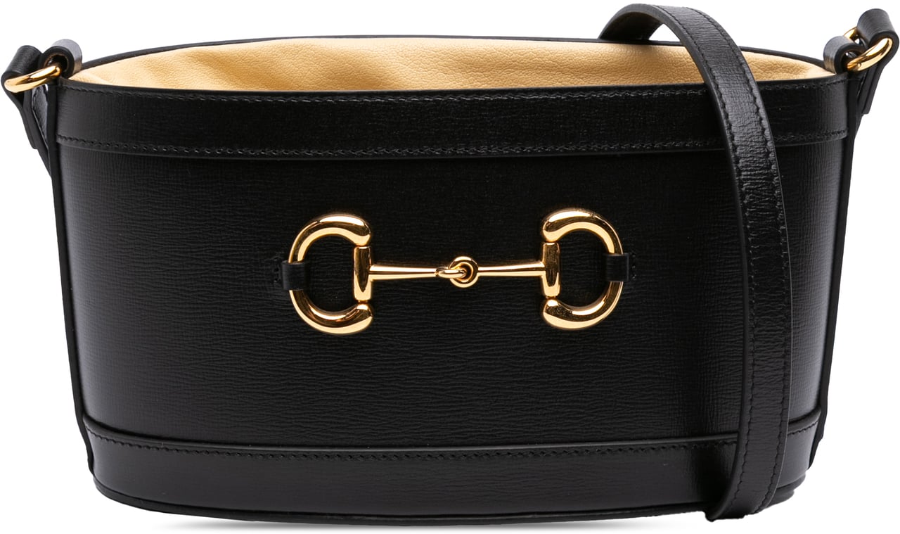 Gucci Leather Horsebit 1955 Bucket Bag Zwart