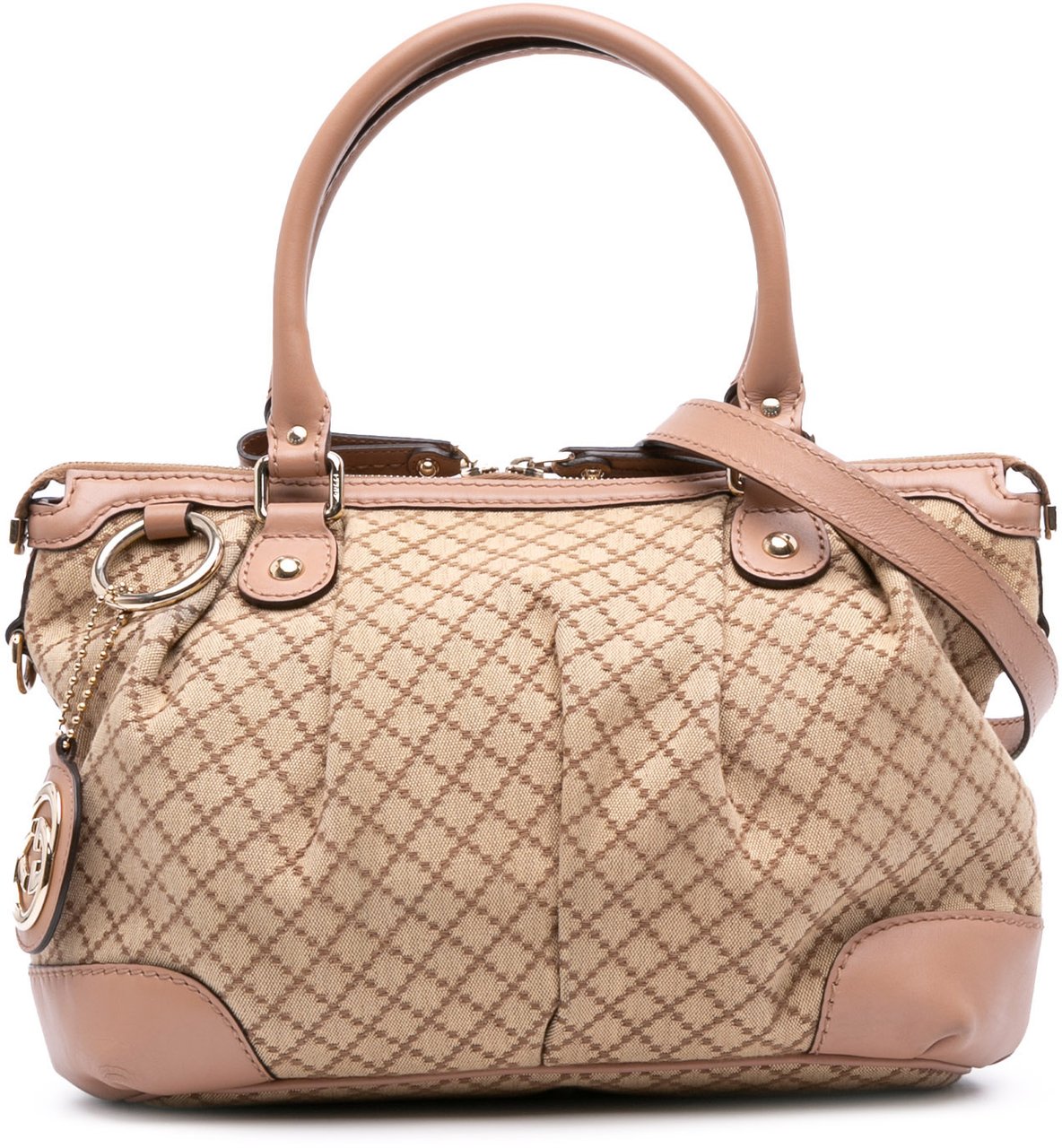 Gucci Diamante Canvas Sukey Satchel Bruin