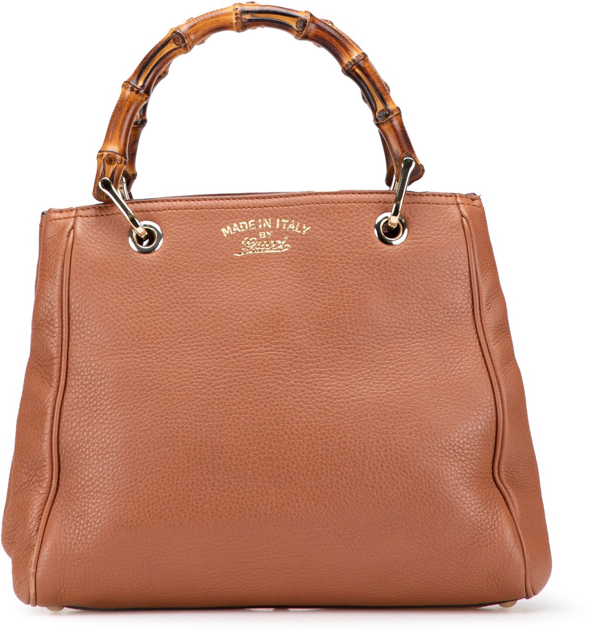 Gucci Small Calfskin Bamboo Shopper Satchel Bruin