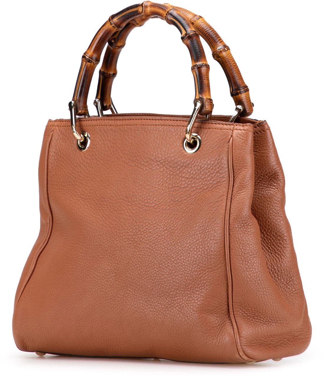 Gucci Small Calfskin Bamboo Shopper Satchel Bruin