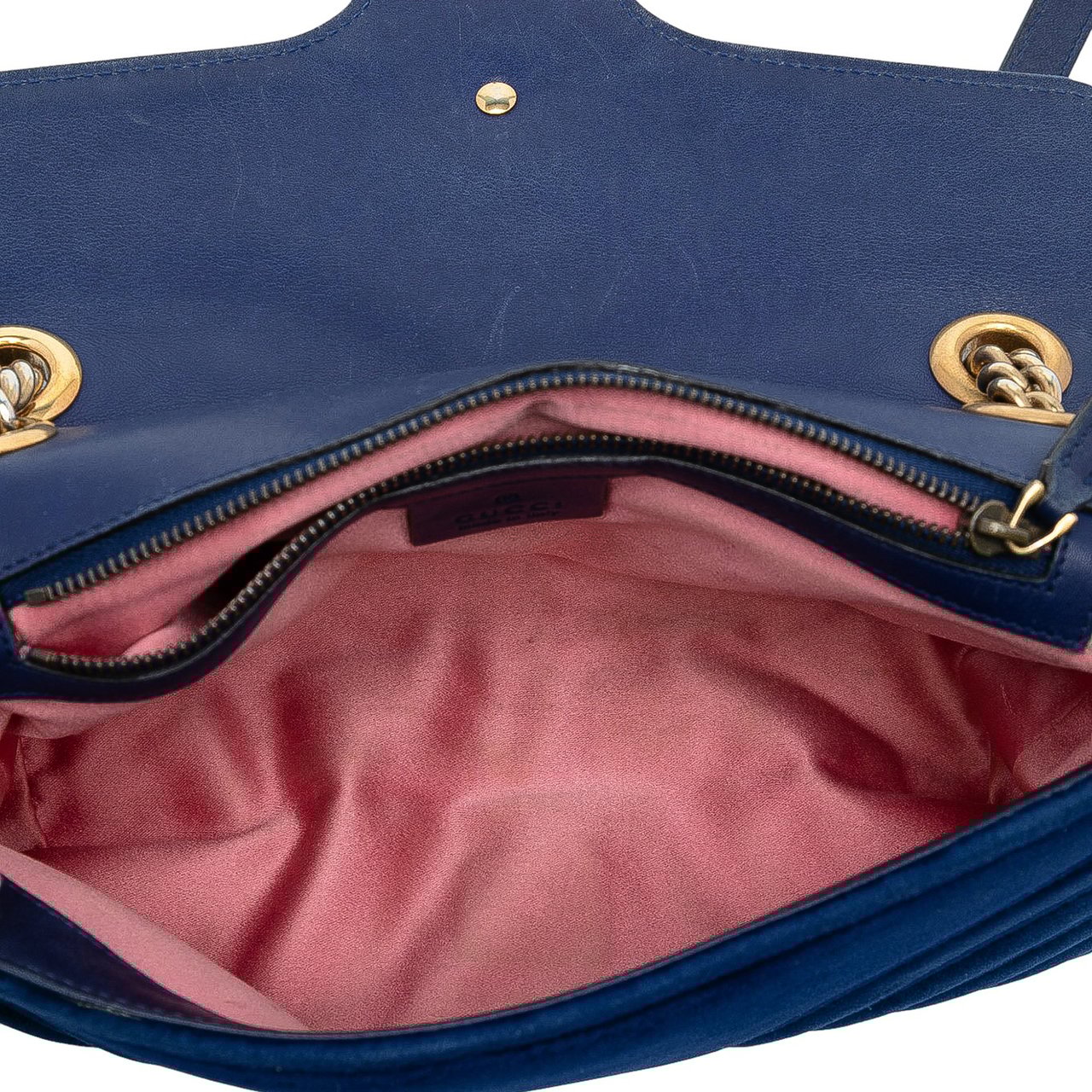 Gucci Medium GG Marmont Matelasse Velvet Shoulder Bag Blauw