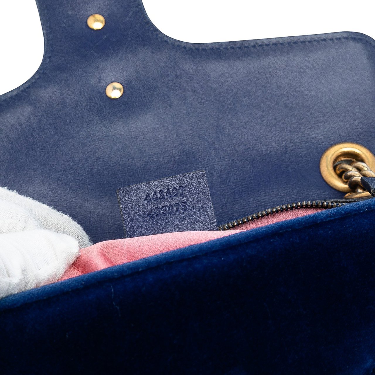 Gucci Medium GG Marmont Matelasse Velvet Shoulder Bag Blauw