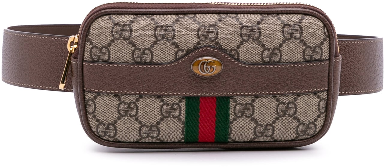Gucci Small GG Supreme Web Ophidia Belt Bag Bruin