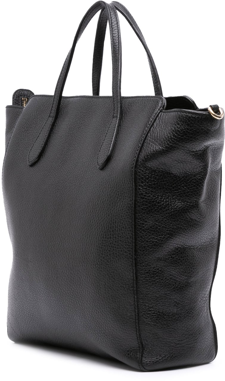 Gucci Leather Swing Convertible Tote Zwart