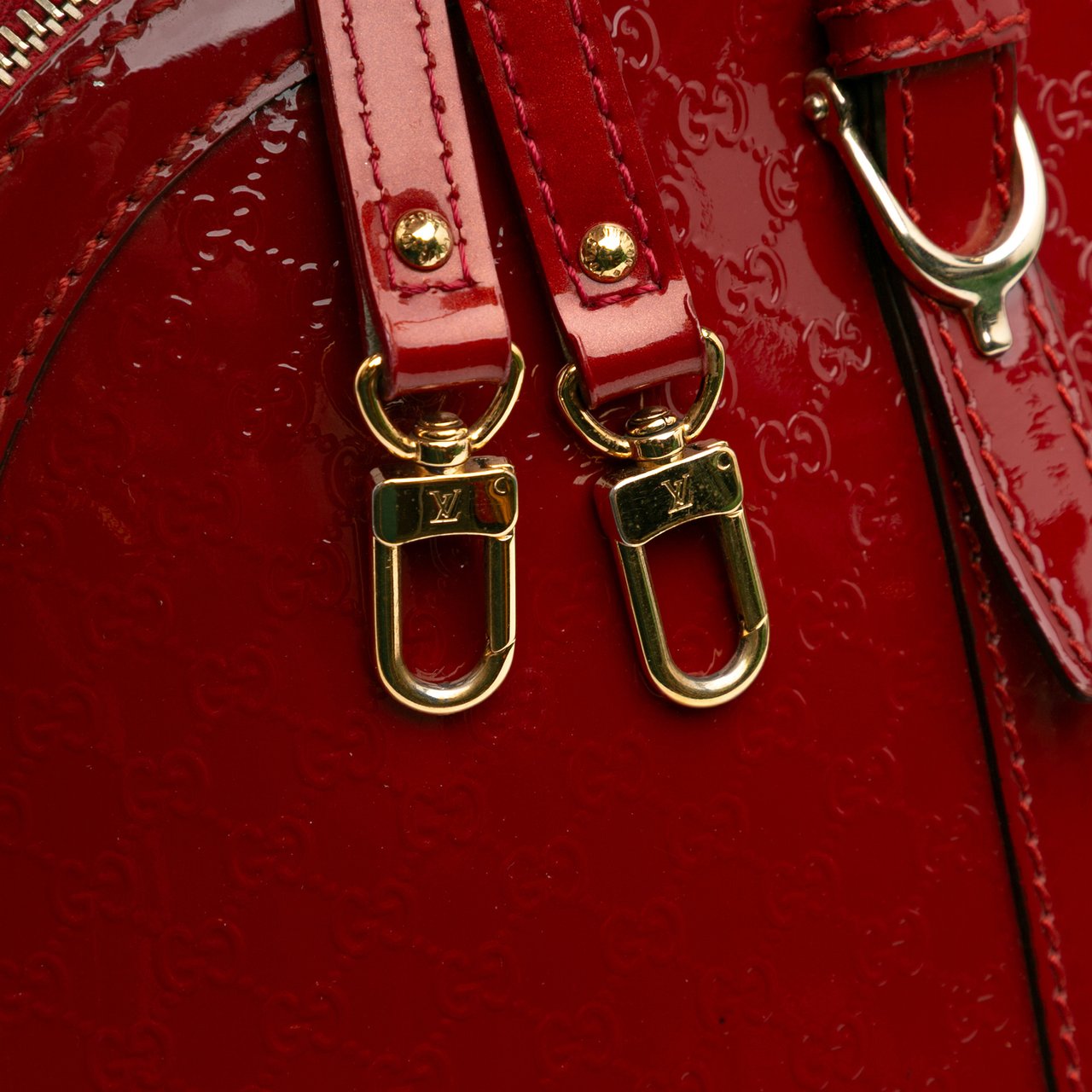 Gucci Large Microguccissima Patent Nice Dome Top Handle Bag Rood