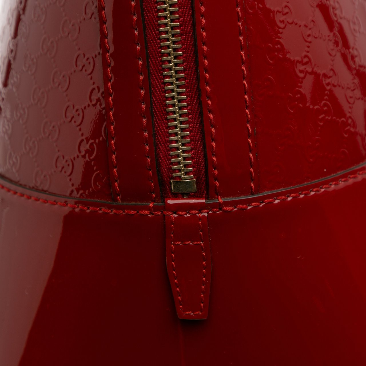 Gucci Large Microguccissima Patent Nice Dome Top Handle Bag Rood