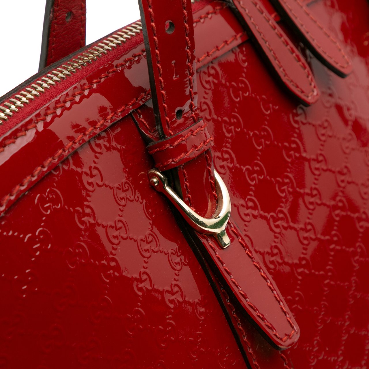 Gucci Large Microguccissima Patent Nice Dome Top Handle Bag Rood