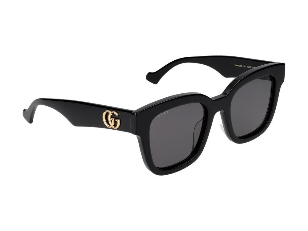 Gucci Black Gold-Tone Oversized Square Sunglasses Grijs
