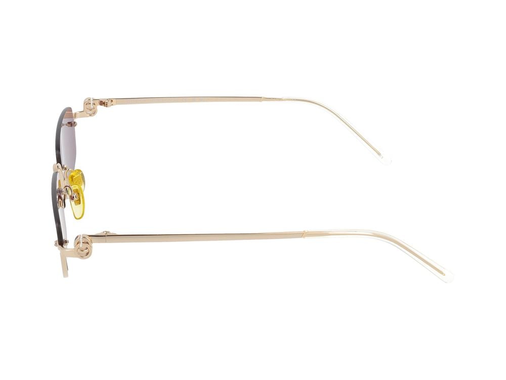 Gucci Gold Gradient Rectangular Metal Sunglasses Roze