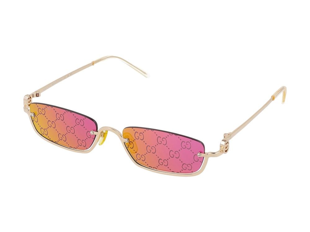 Gucci Gold Gradient Rectangular Metal Sunglasses Roze