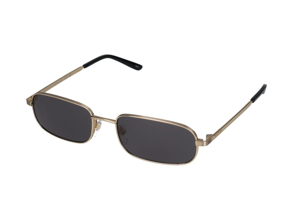 Gucci Gold Metal Frame Rectangular Sunglasses Grijs