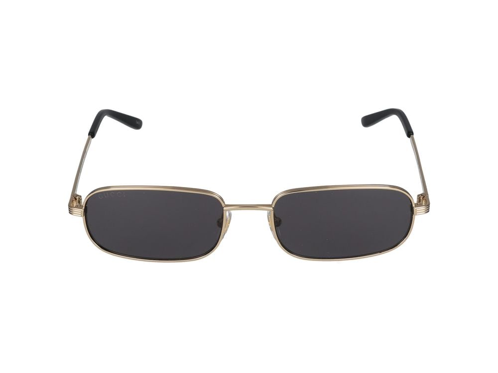 Gucci Gold Metal Frame Rectangular Sunglasses Grijs