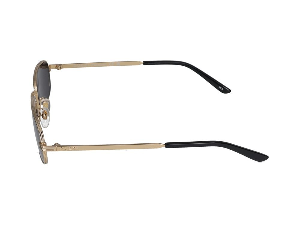 Gucci Gold Metal Frame Rectangular Sunglasses Grijs