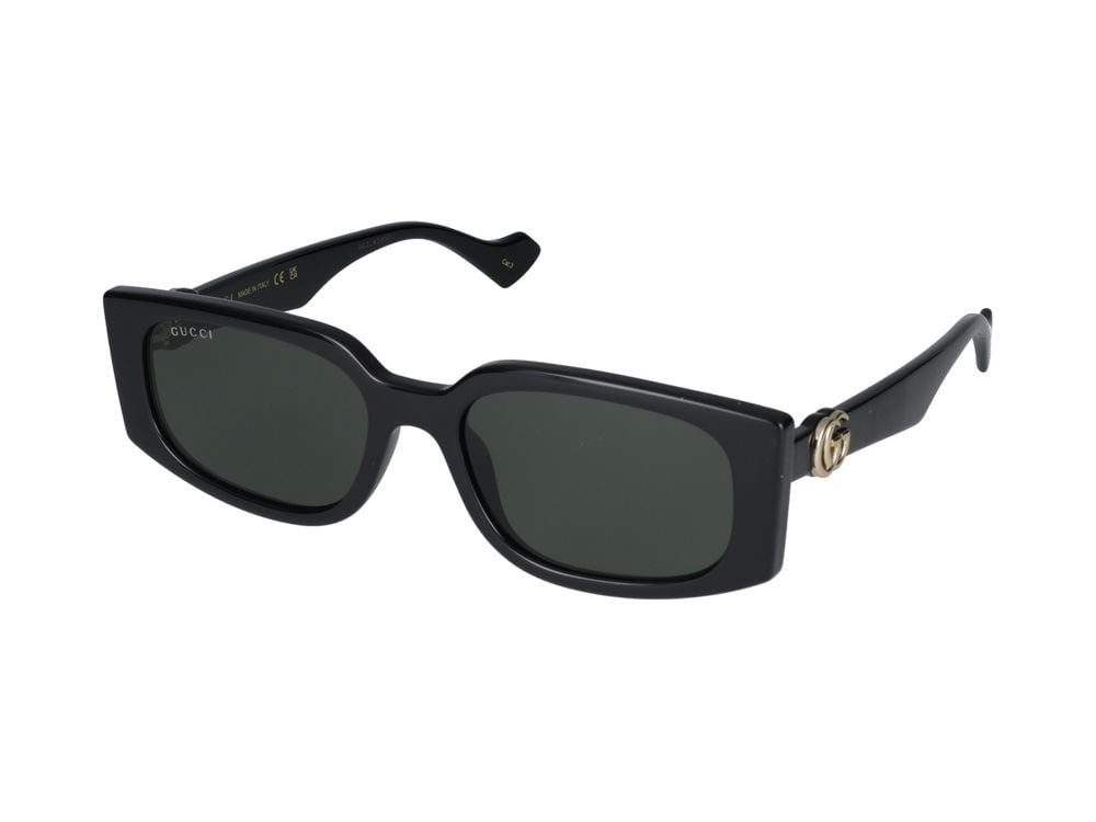 Gucci Black Metallic Logo Oversized Square Sunglasses Grijs