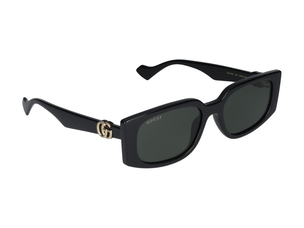 Gucci Black Metallic Logo Oversized Square Sunglasses Grijs