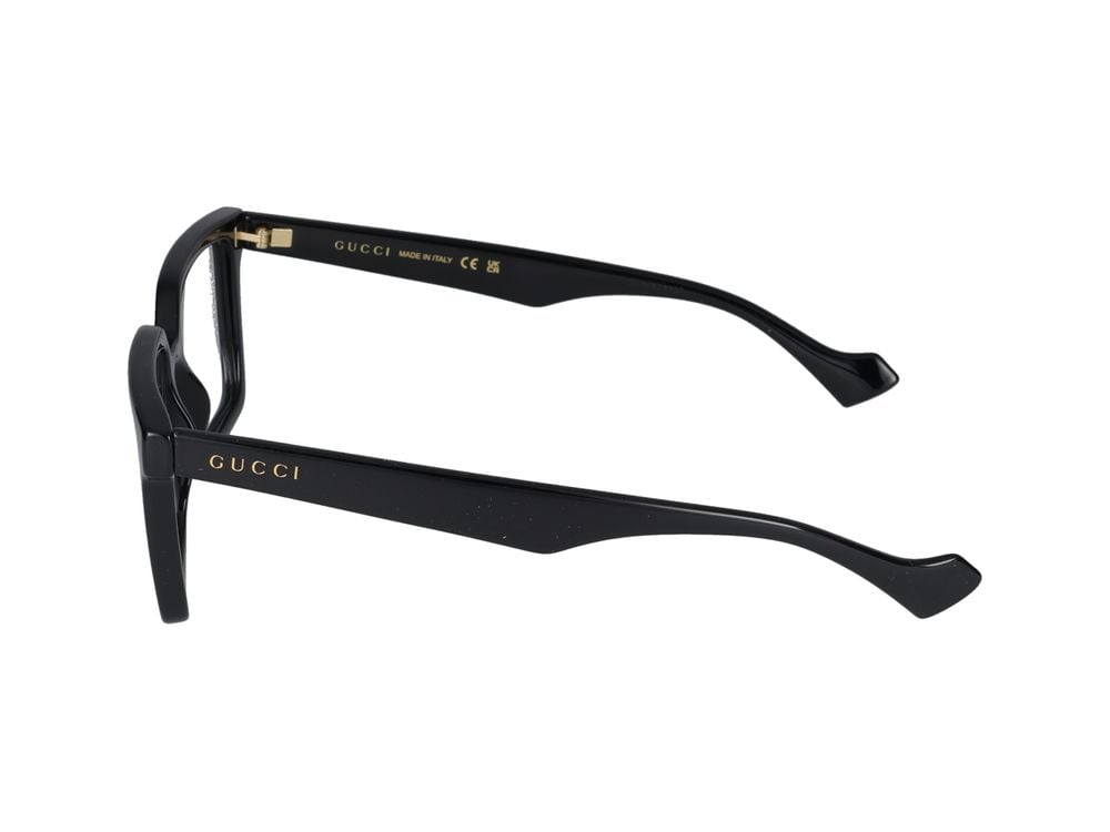 Gucci Black Oversized Glossy Square Eyeglasses Rood