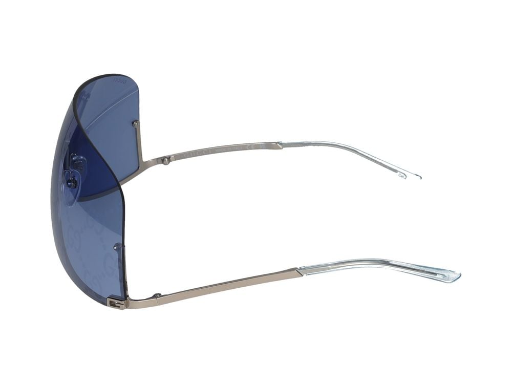 Gucci Grey Shield-Style Metal Sunglasses Blauw