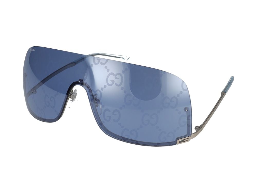 Gucci Grey Shield-Style Metal Sunglasses Blauw