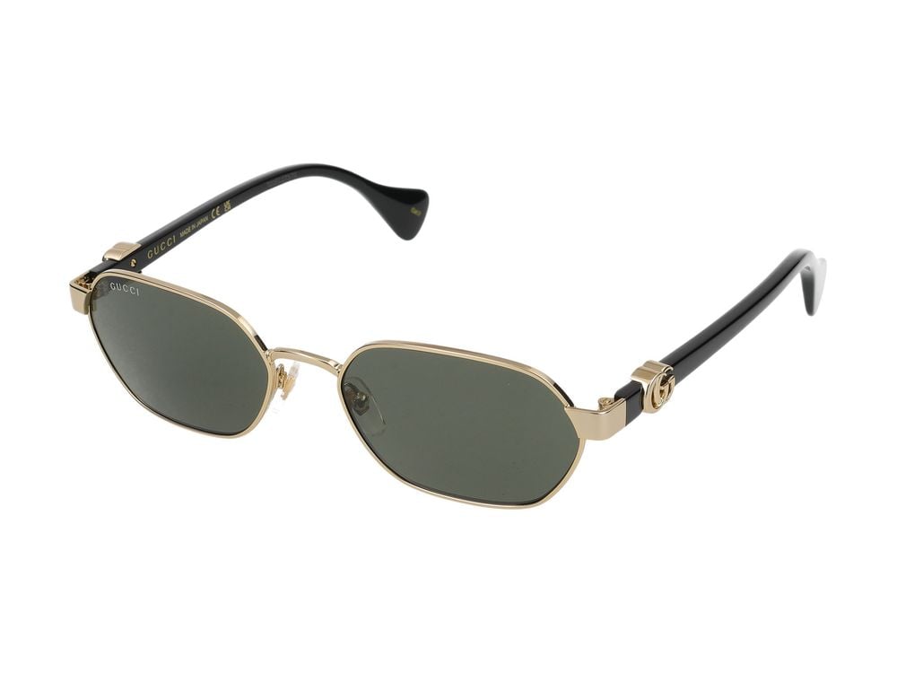 Gucci Gold Geometric Metal Frame Sunglasses Grijs