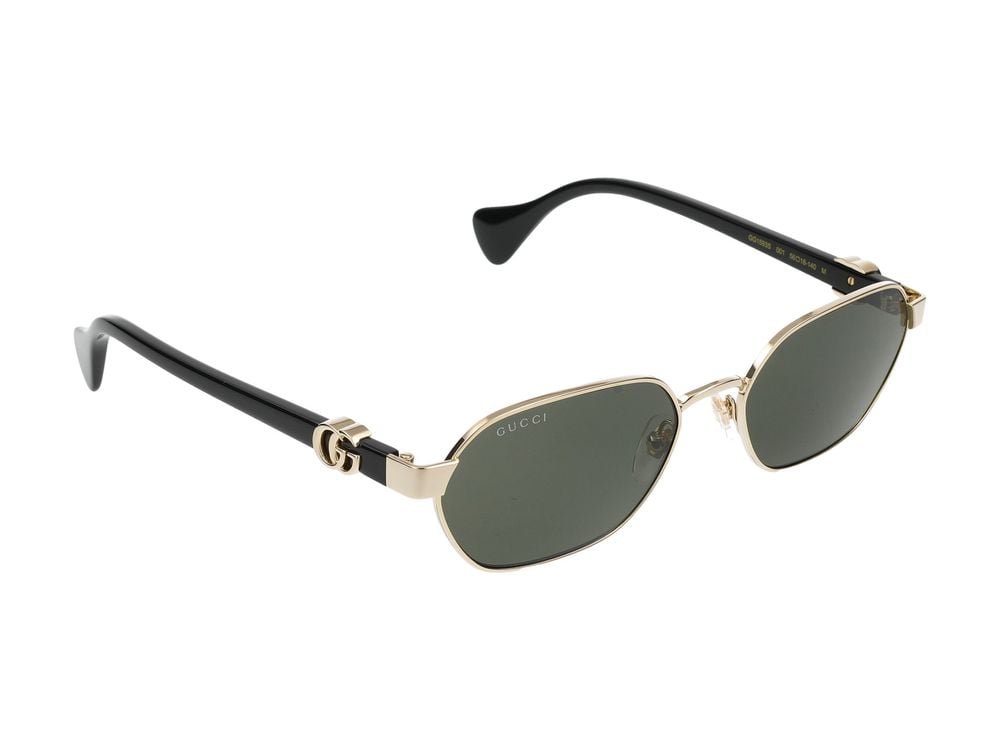 Gucci Gold Geometric Metal Frame Sunglasses Grijs