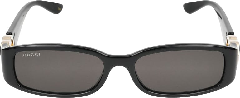 Gucci Black GG1661S Rectangular Gold Sunglasses Grijs