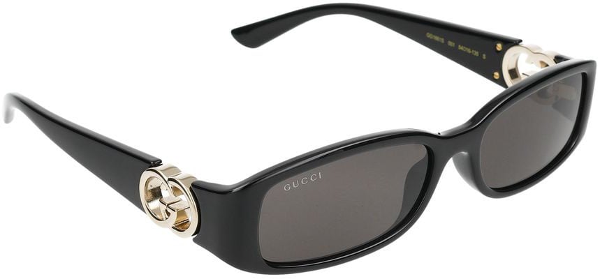 Gucci Black GG1661S Rectangular Gold Sunglasses Grijs