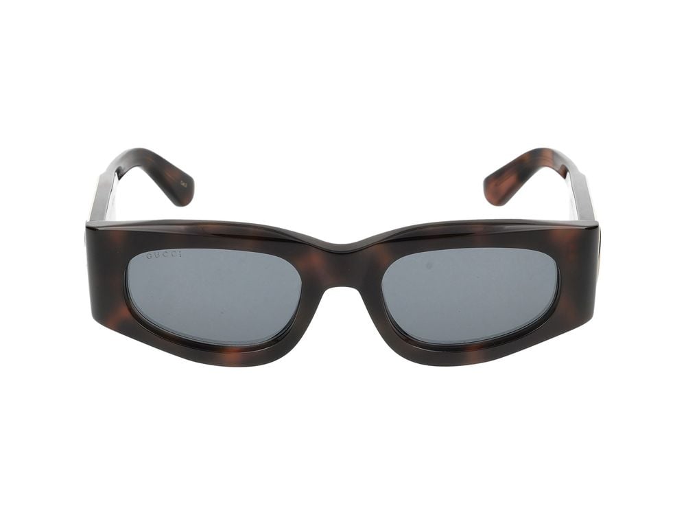 Gucci Havana Gold-Tone Detail Oversized Square Sunglasses Grijs