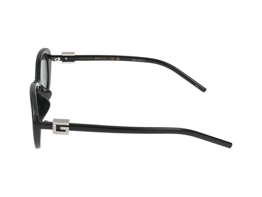 Gucci Black Metallic Logo Detail Sunglasses Grijs