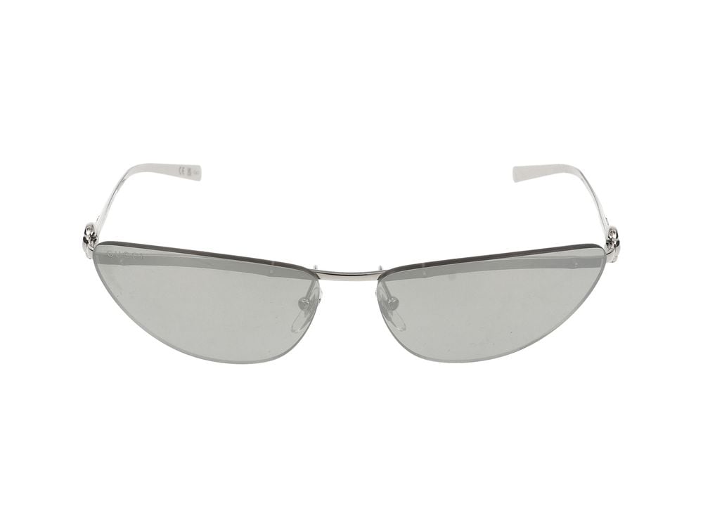 Gucci Silver Angular Cat-Eye Metal Sunglasses Wit