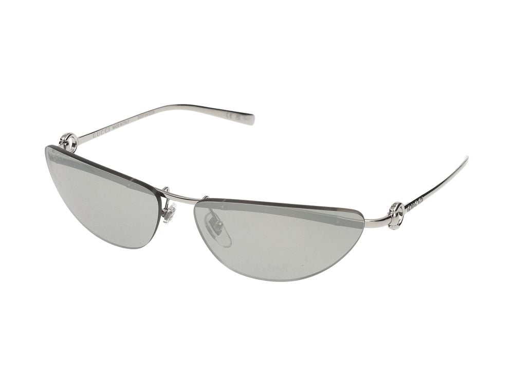 Gucci Silver Angular Cat-Eye Metal Sunglasses Wit
