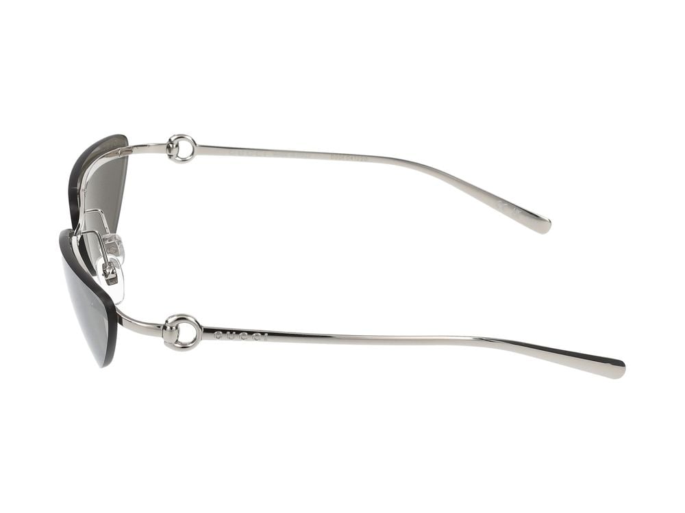 Gucci Silver Angular Cat-Eye Metal Sunglasses Wit