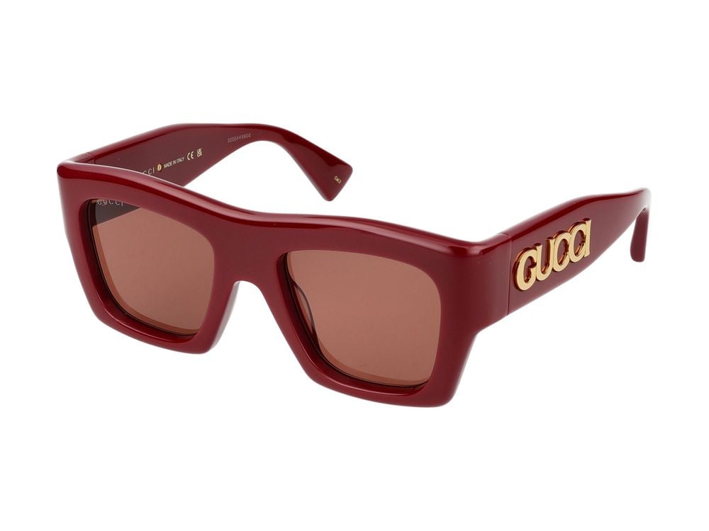 Gucci Burgundy Oversized Square Burgundy Acetate Sunglasses Rood