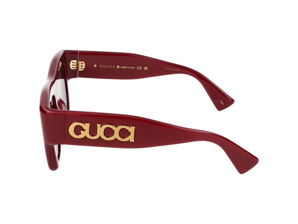 Gucci Burgundy Oversized Square Burgundy Acetate Sunglasses Rood