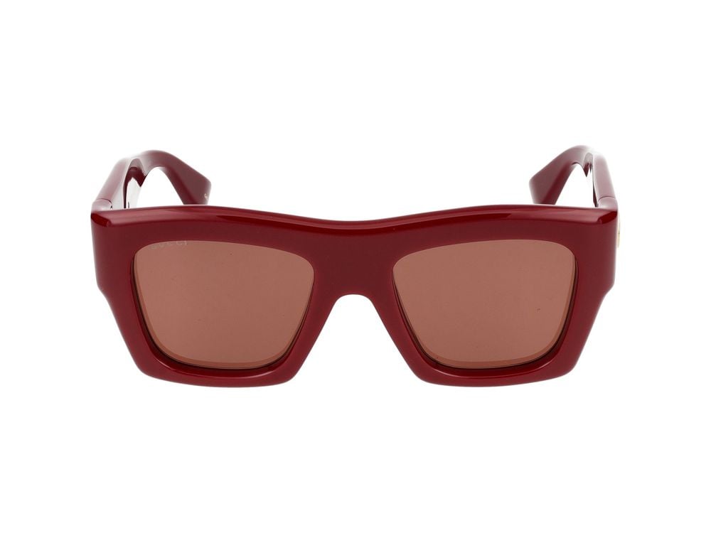 Gucci Burgundy Oversized Square Burgundy Acetate Sunglasses Rood