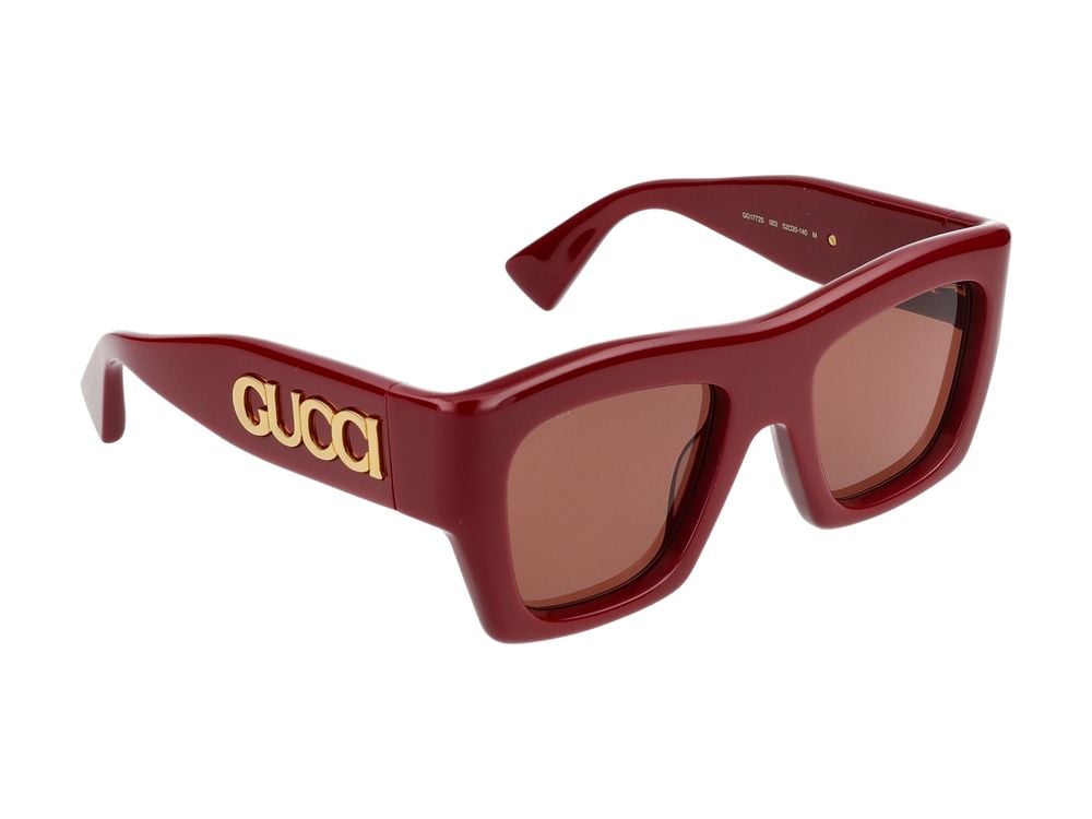 Gucci Burgundy Oversized Square Burgundy Acetate Sunglasses Rood