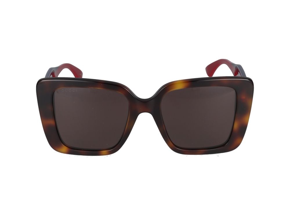 Gucci Havana Tortoiseshell Accents Oversized Square Sunglasses Grijs
