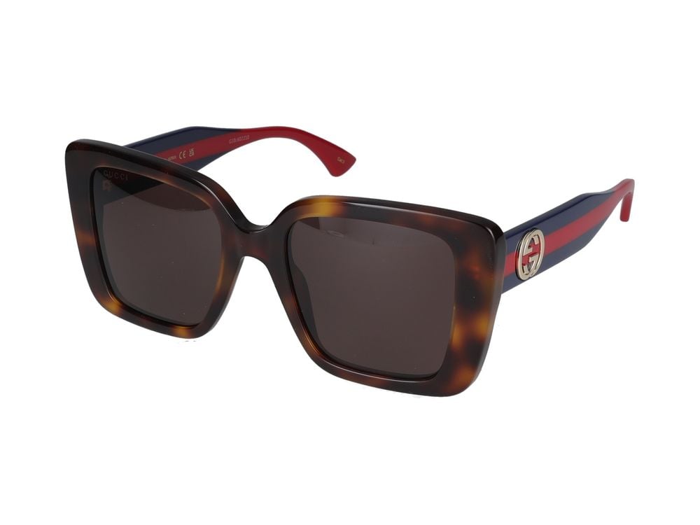 Gucci Havana Tortoiseshell Accents Oversized Square Sunglasses Grijs
