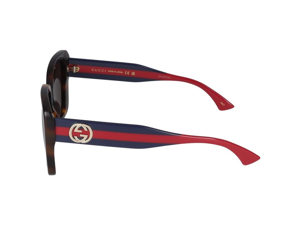 Gucci Havana Tortoiseshell Accents Oversized Square Sunglasses Grijs