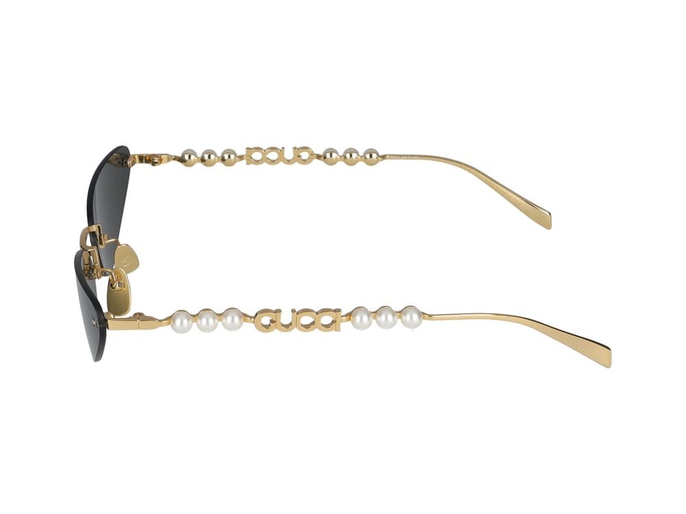 Gucci Gold Pearl Accents Cat-Eye Sunglasses Grijs