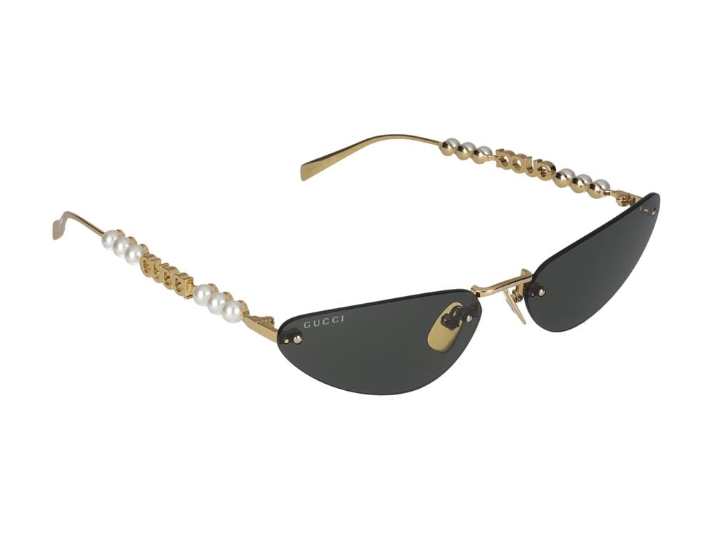 Gucci Gold Pearl Accents Cat-Eye Sunglasses Grijs