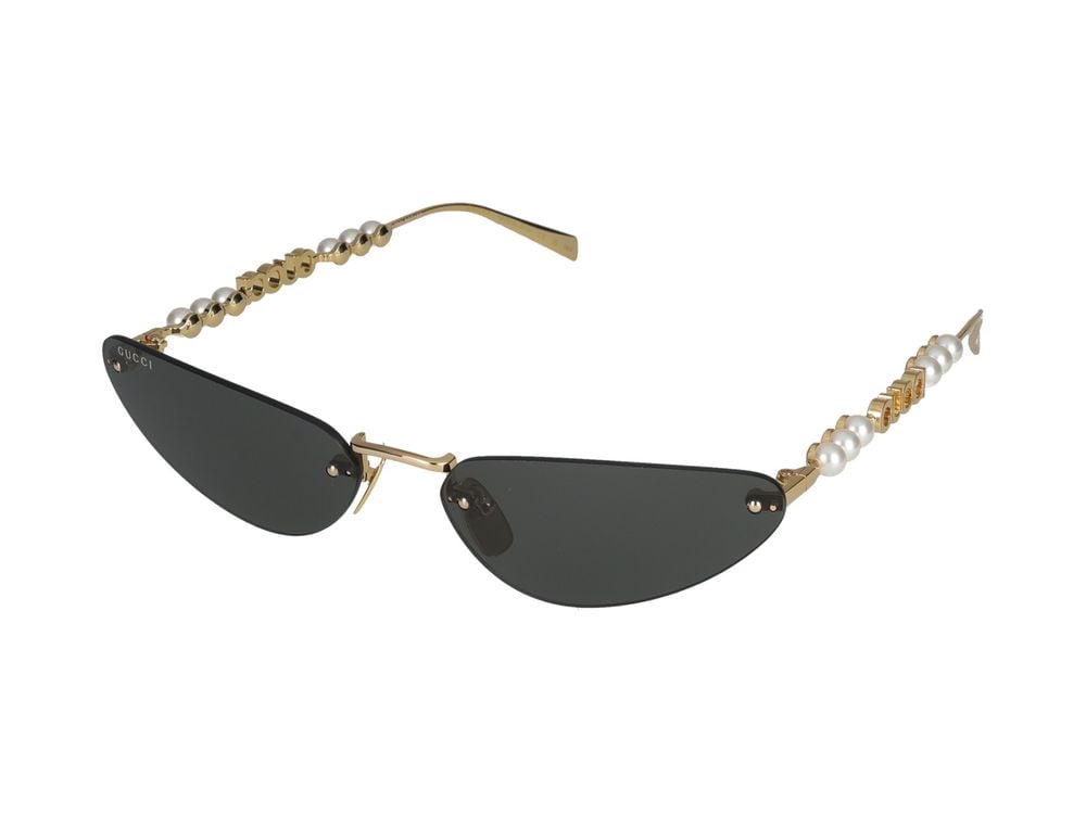 Gucci Gold Pearl Accents Cat-Eye Sunglasses Grijs